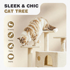 Aidoly Cat Tree dangling balls encourage playful hunting and engagement.