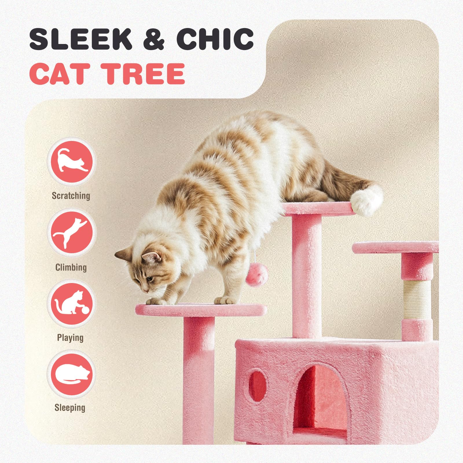 Aidoly Cat Tree dangling bells provide interactive hunting fun