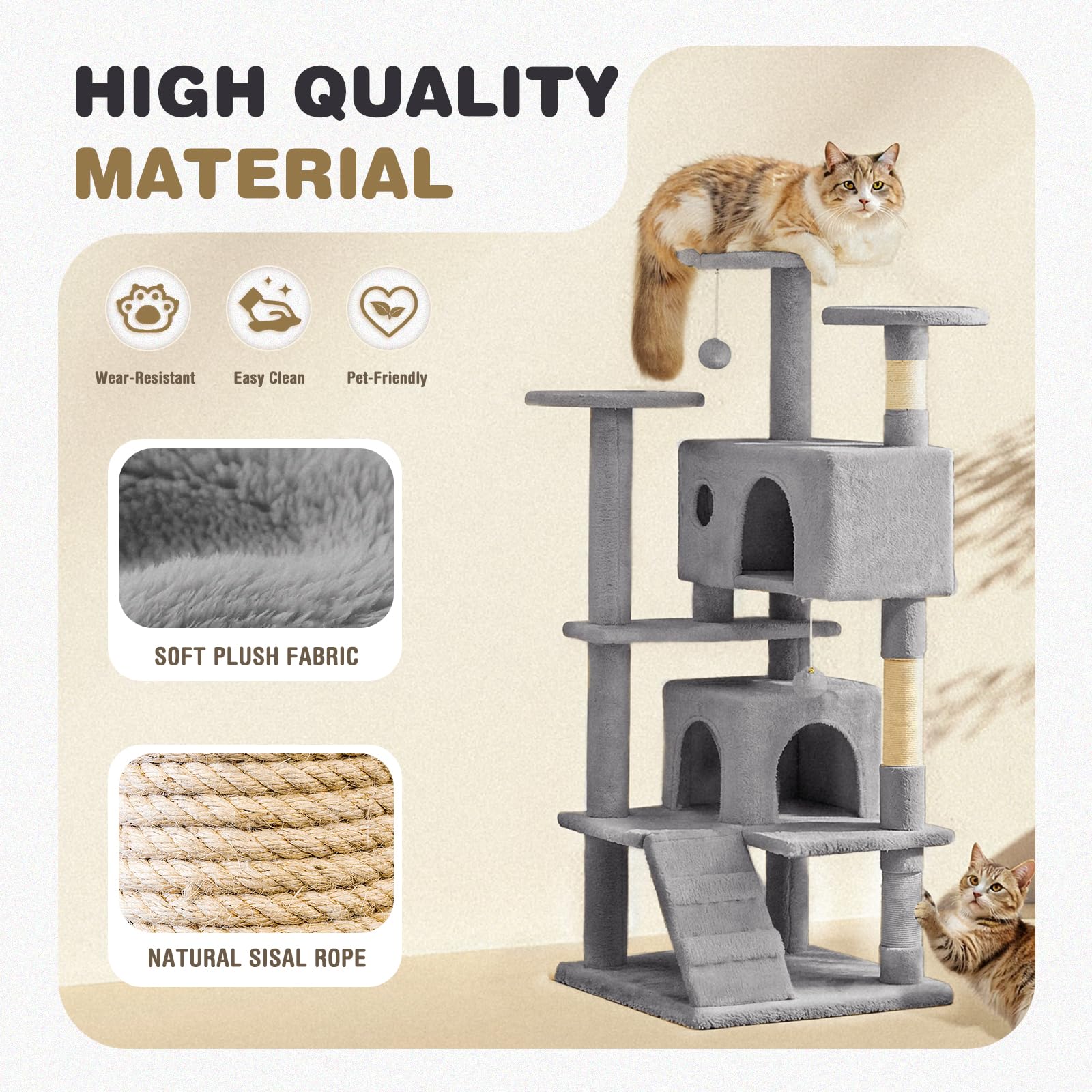 Aidoly cat tree plush fabric cover providing warm, comfortable lounging