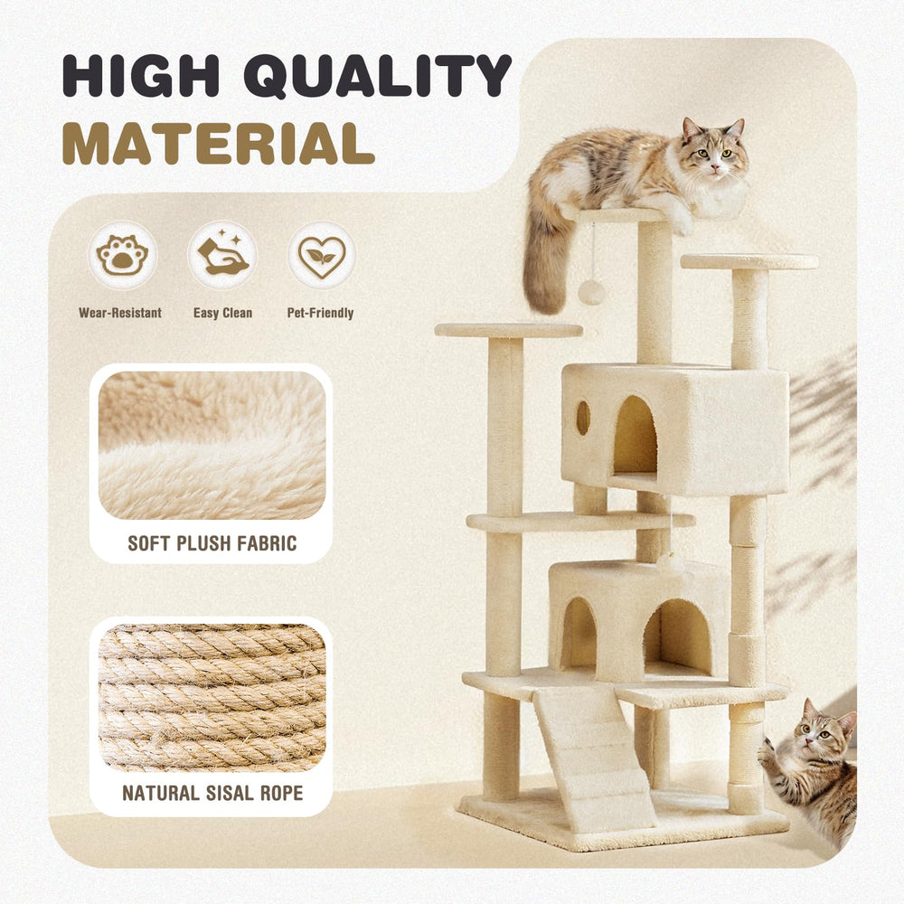 Aidoly Cat Tree plush fabric feels soft and cozy.
