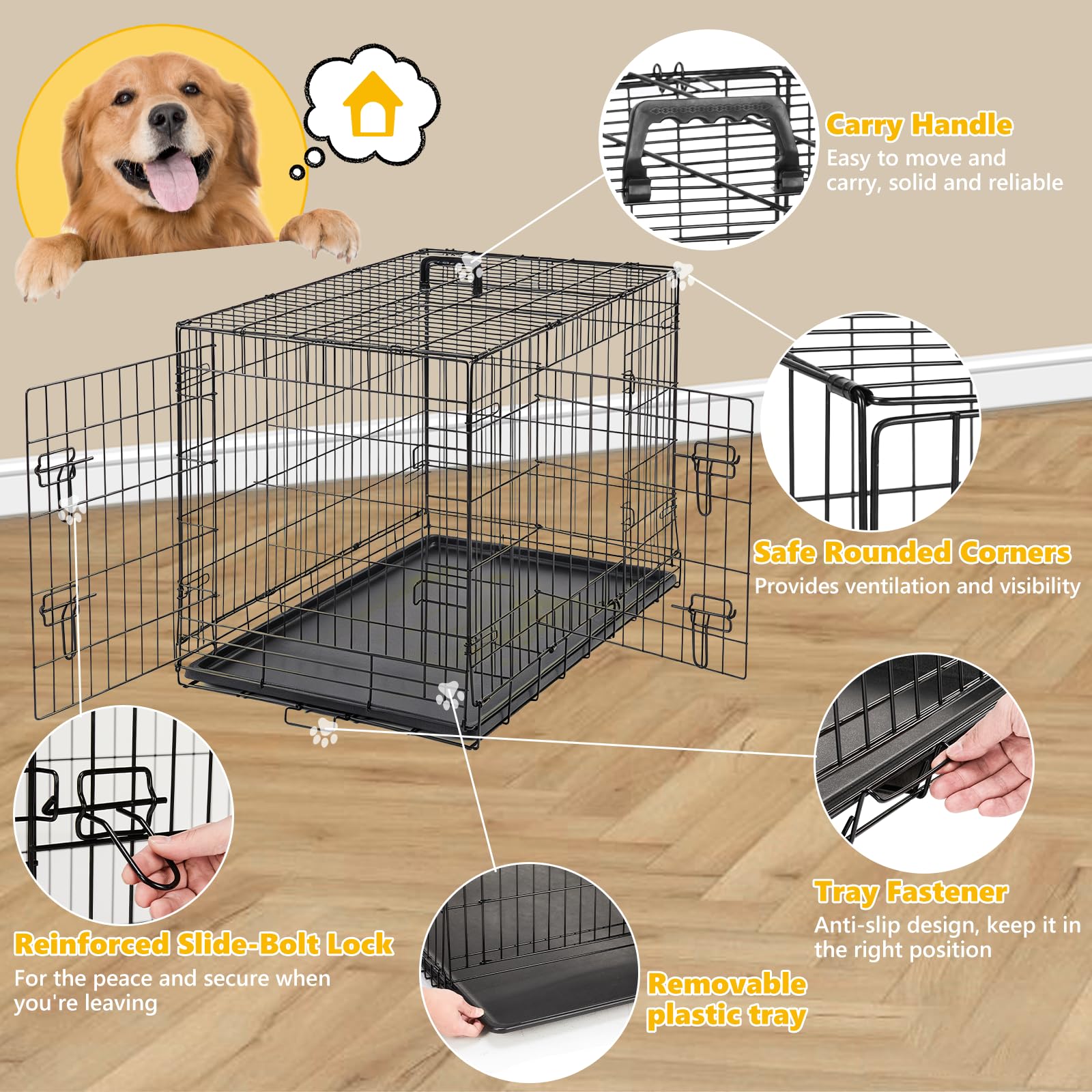 Aidoly portable dog cage with secure lock for safe outdoor travel
