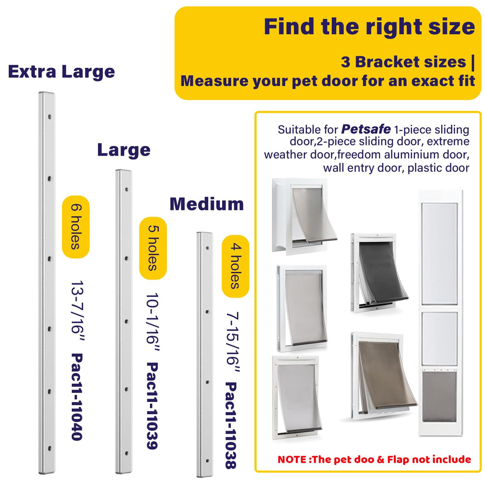 Aidoralic PAC11-11039 bracket application, durable aluminium ensures long-term pet door reliability.