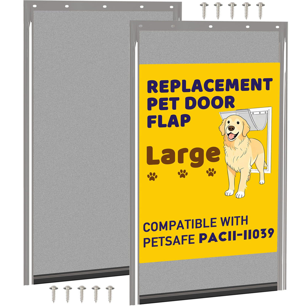 Aidoralic PAC11-11039 smoky translucent pet door flap provides weatherproof replacement.