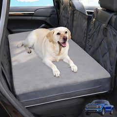Aiedouler backseat bed setup shows plush, secure resting space for dogs.