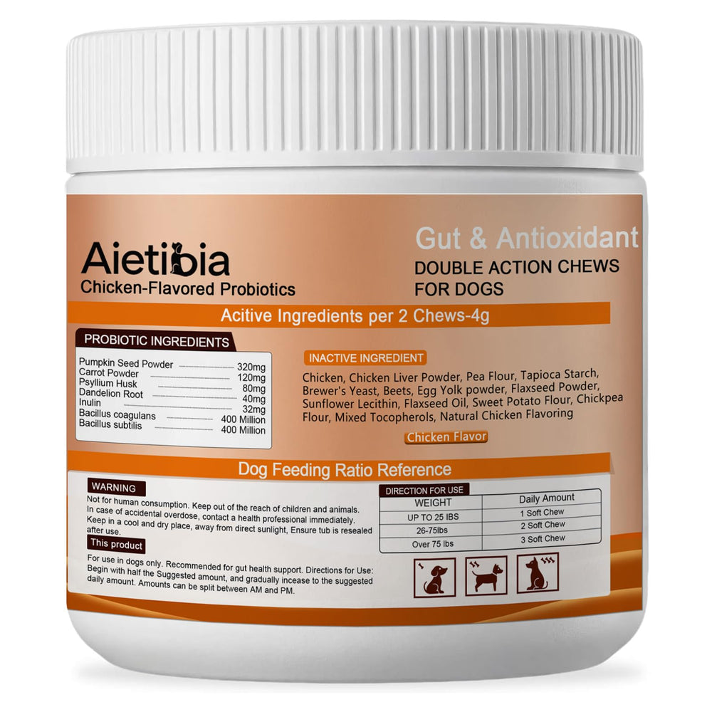 Aietibia dog chews with chicken flavor appealing to dogs for digestion support