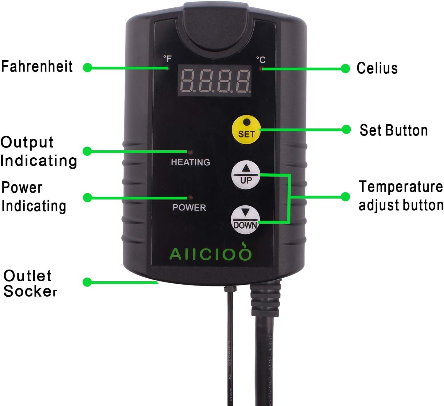 Aiicioo combo-set includes thermostat and heat pad for continuous warmth.