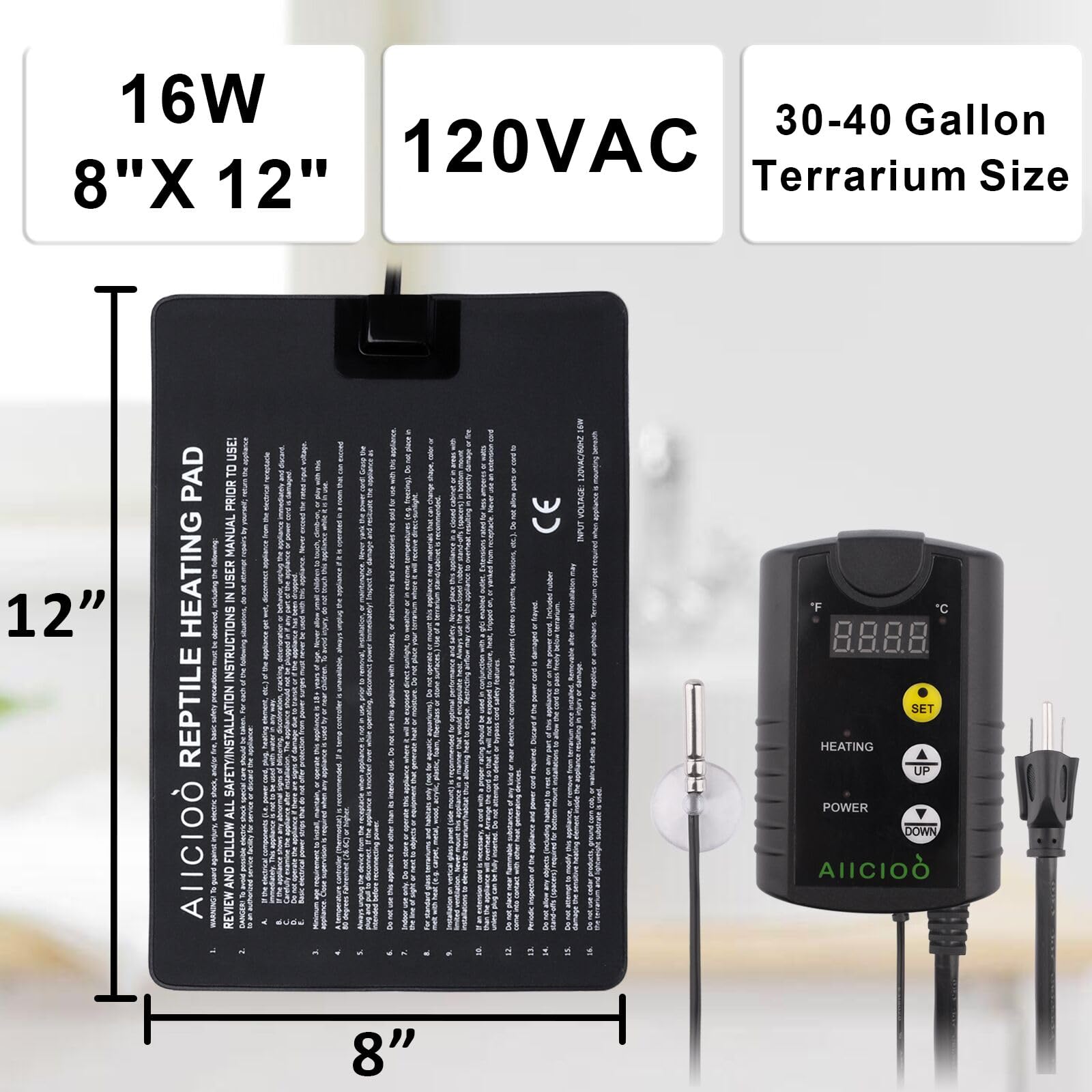 Aiicioo digital thermostat display on heat mat for precise temperature control