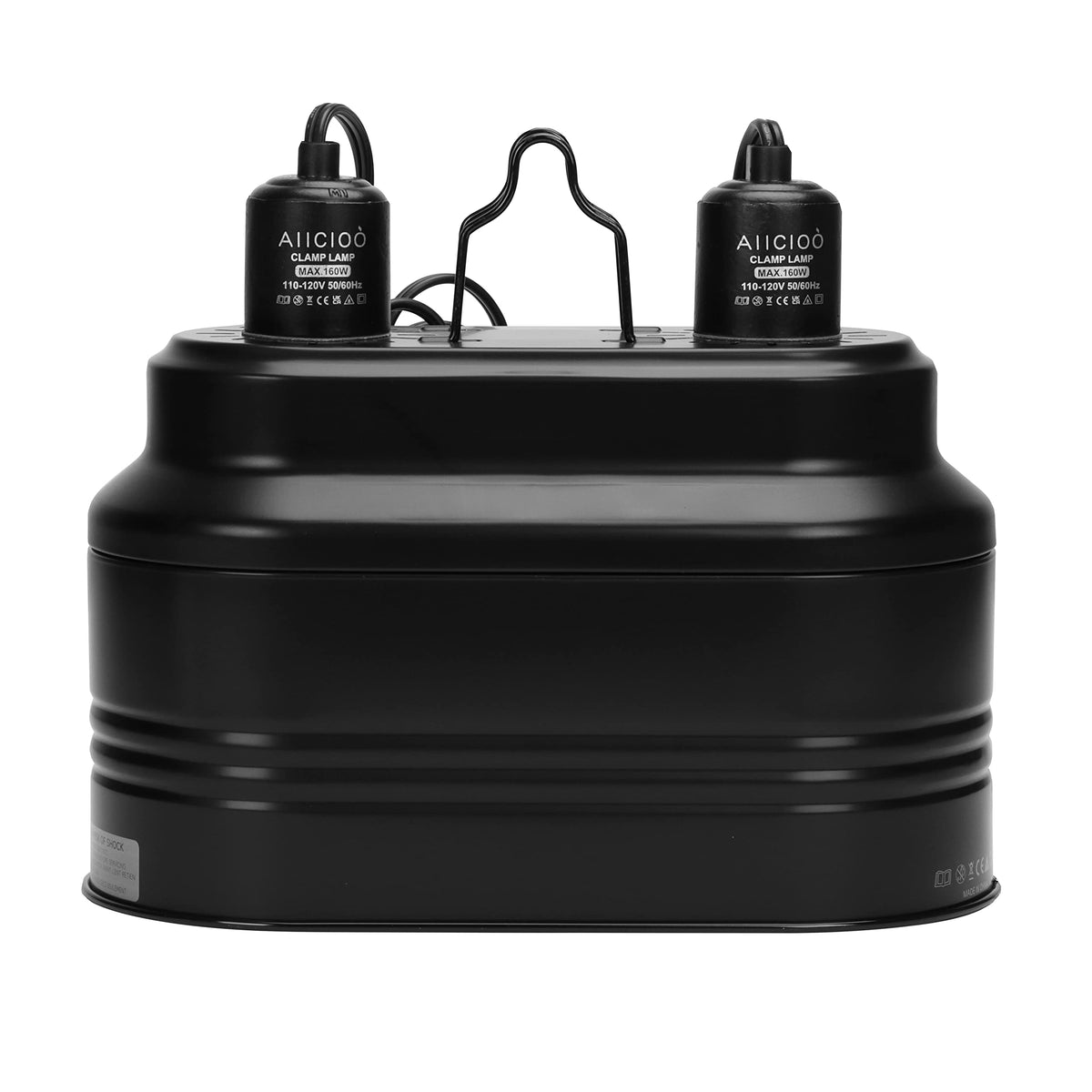 Aiicioo dual reptile light fixture with 160W dome heat for steady warmth.