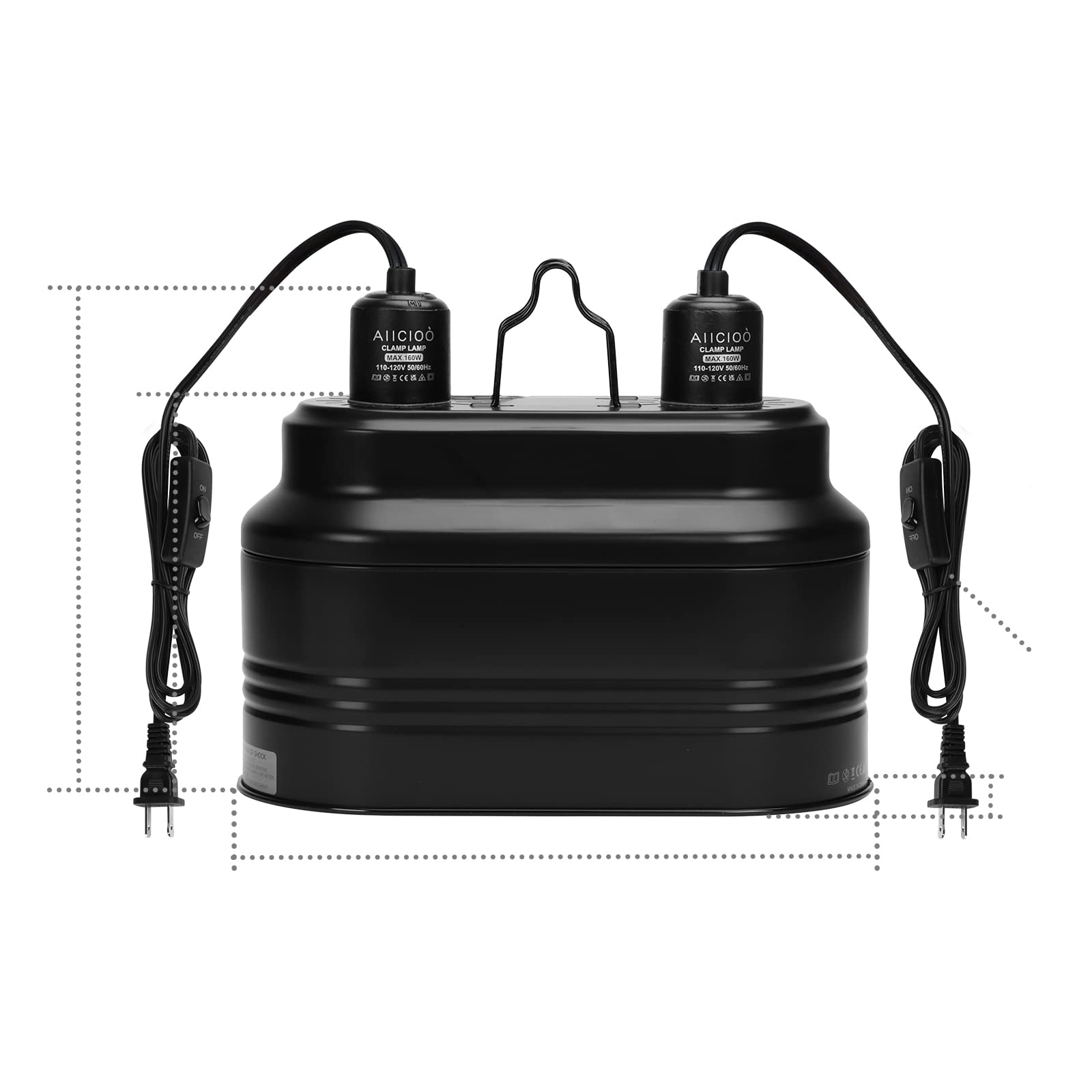 Aiicioo dual reptile light fixture with bearded dragon UVB compatibility for basking.