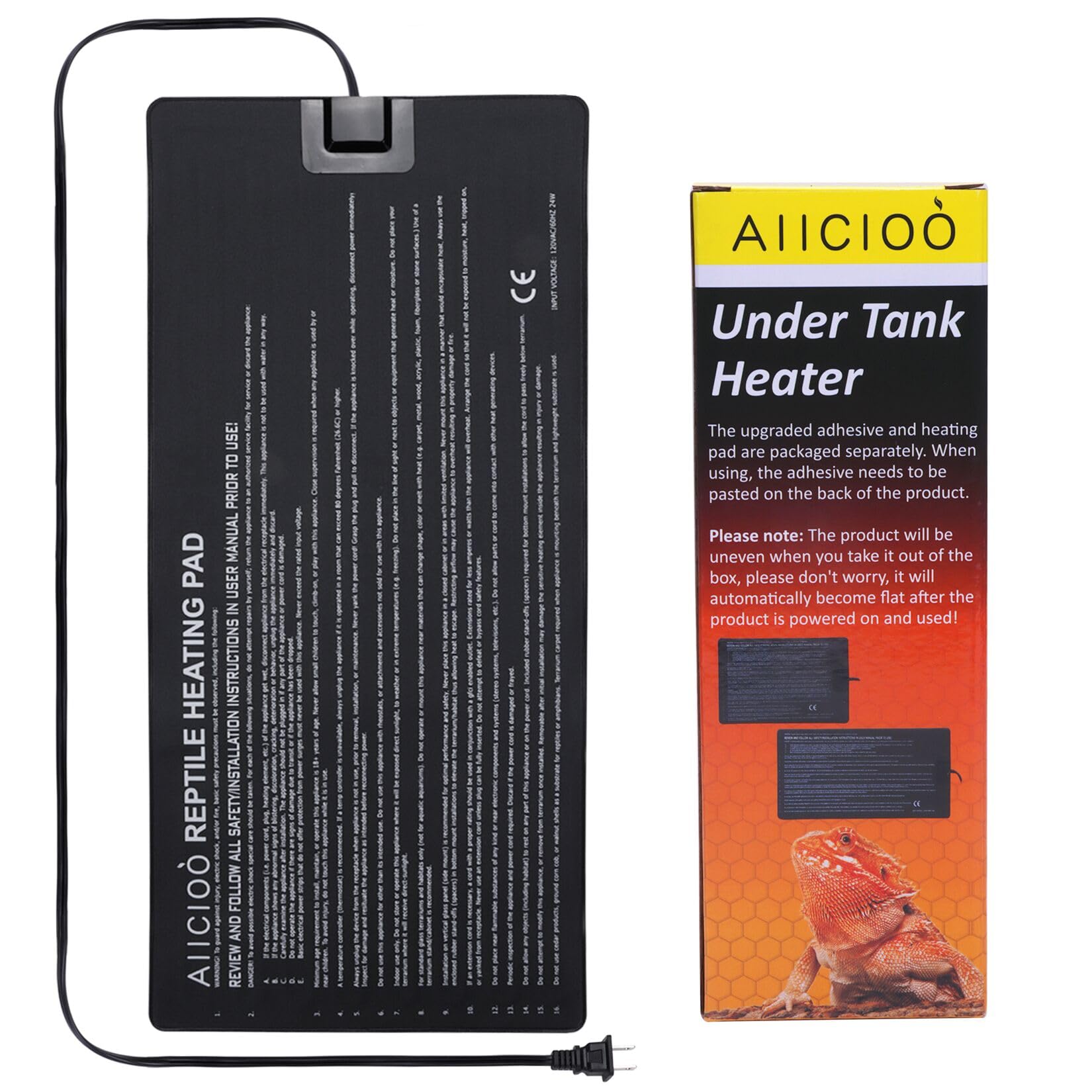 Aiicioo reptile heating pad in terrarium setup for steady warmth