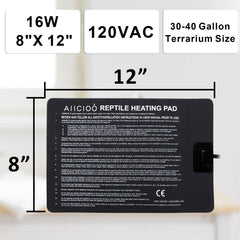 Aiicioo reptile heating pad side-mount on terrarium delivers even heat.