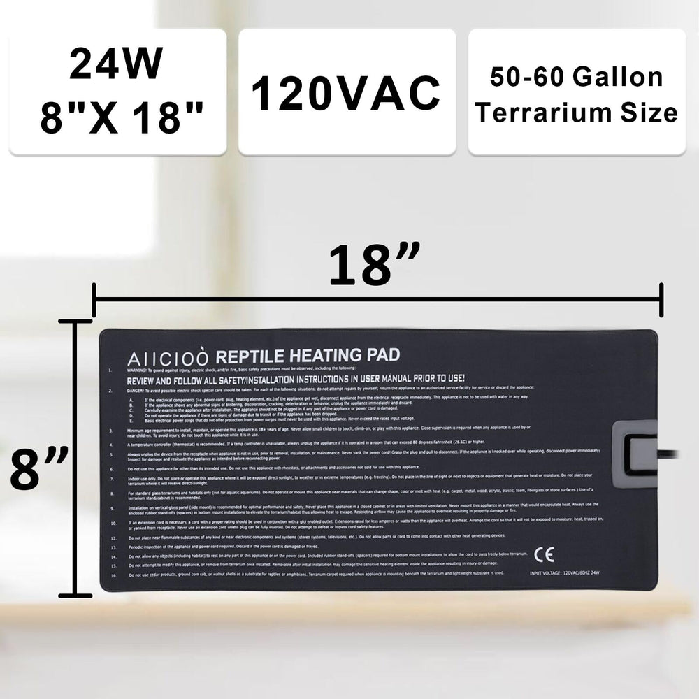 Aiicioo reptile heating pad underside mounting for even heat distribution