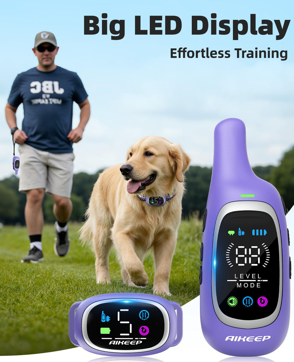 AIKEEP long-lasting battery life on collar and remote for extended training.