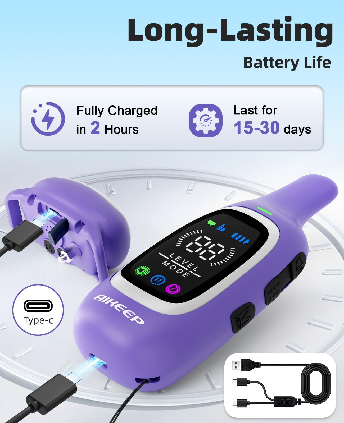 AIKEEP safety lock feature prevents accidental activation during use.