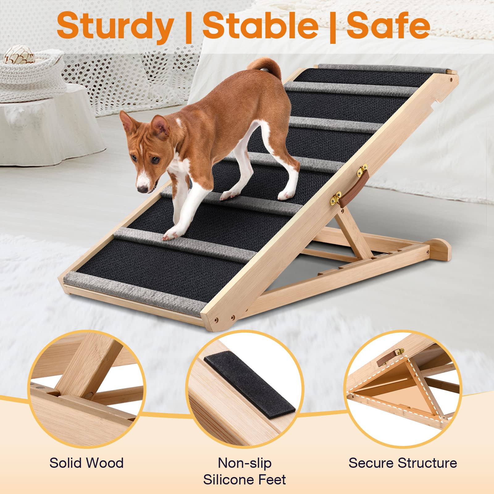 AIMSEAL dog ramp adjustable heights for couches, beds, and cars