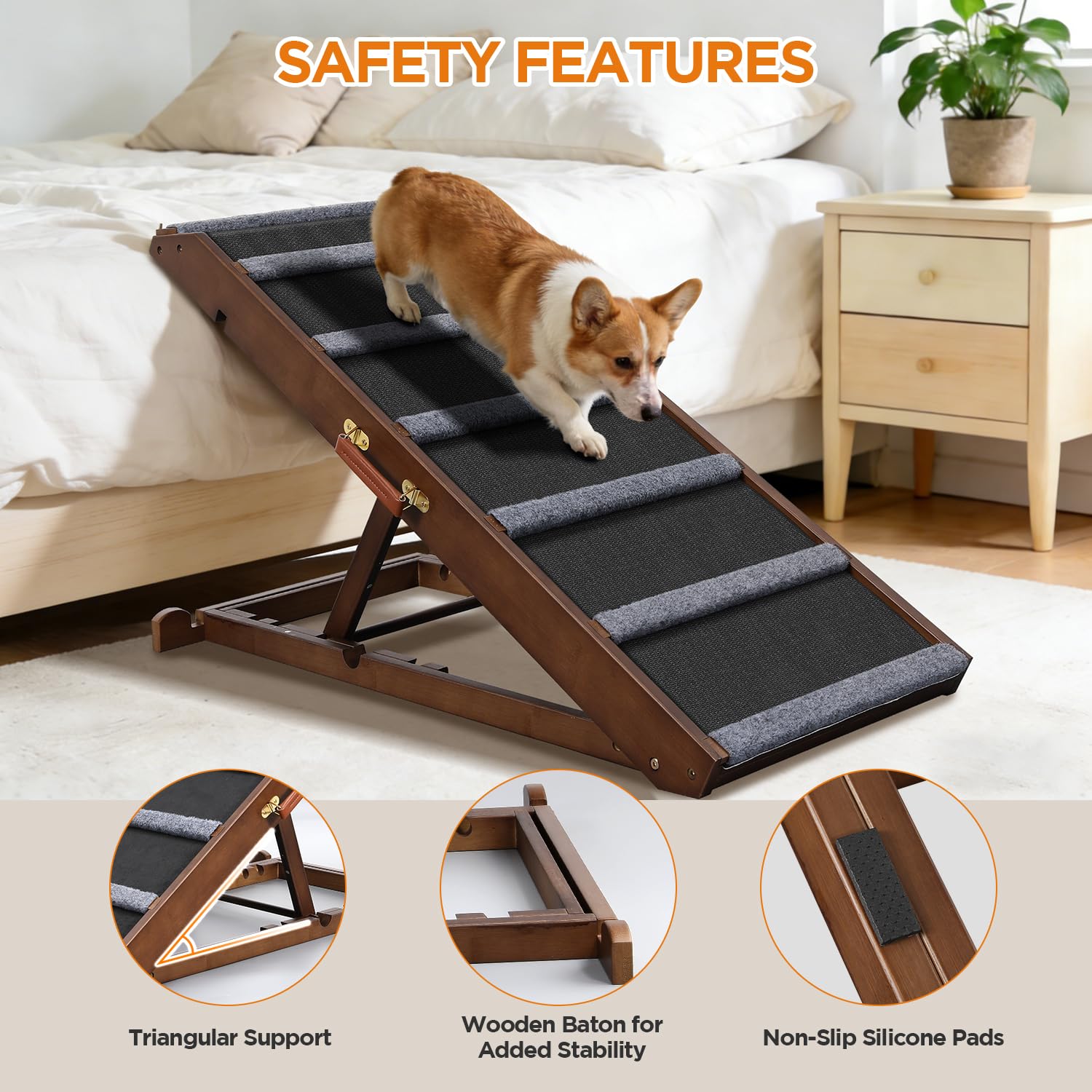 AIMSEAL Dog Ramp at 14.6-inch height suits mid-height couches for easy climbs.