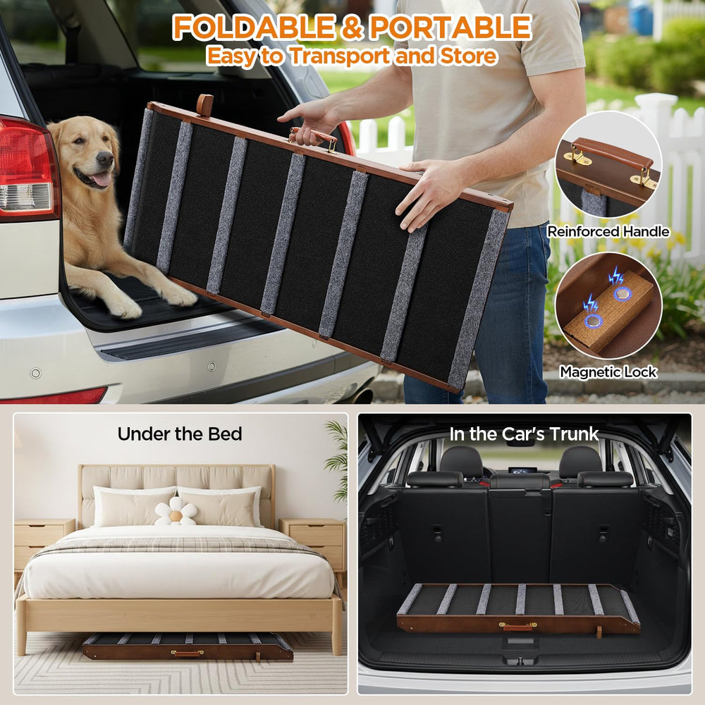 AIMSEAL Dog Ramp at 17.7-inch height works with most beds for independent access.