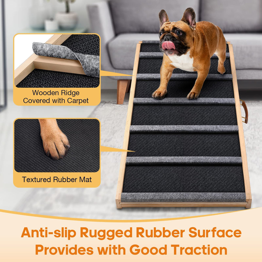 AIMSEAL dog ramp with non-slip rubber surface offers secure traction for pets