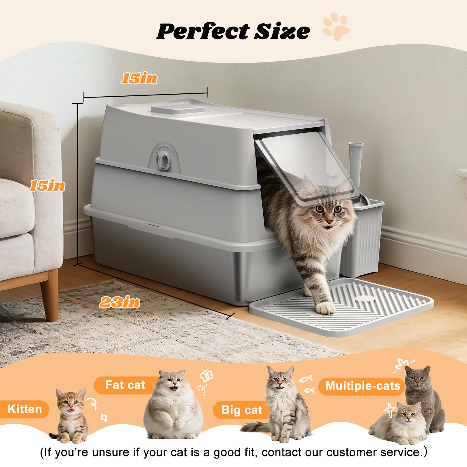 AIPERRO 15-inch wall large cat litter box supports big breeds and strong diggers