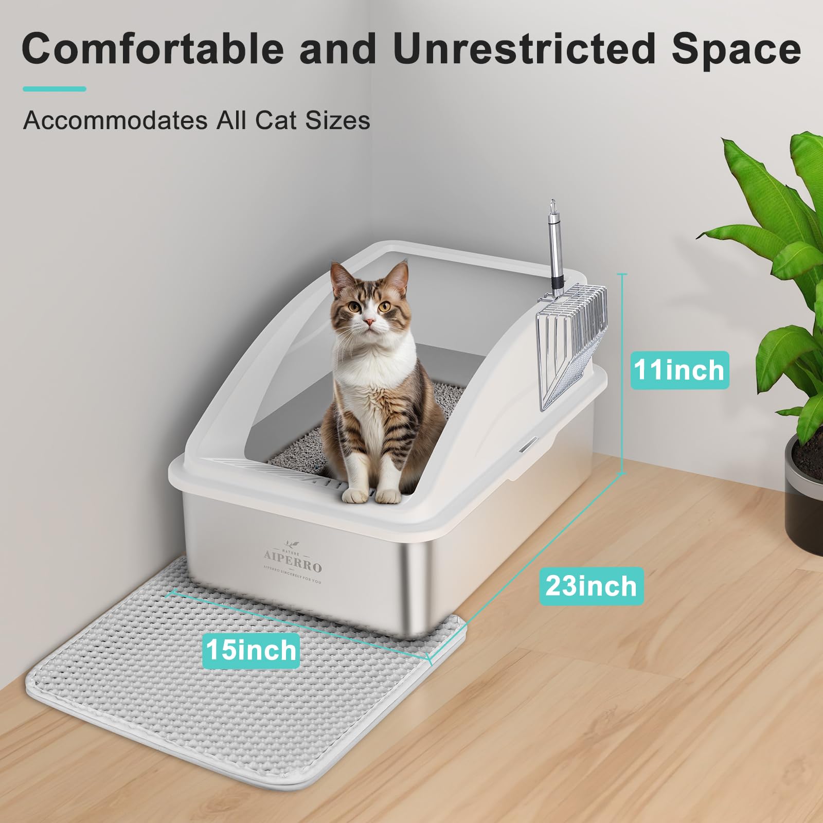 AIPERRO 30-degree filter plate helps keep litter inside