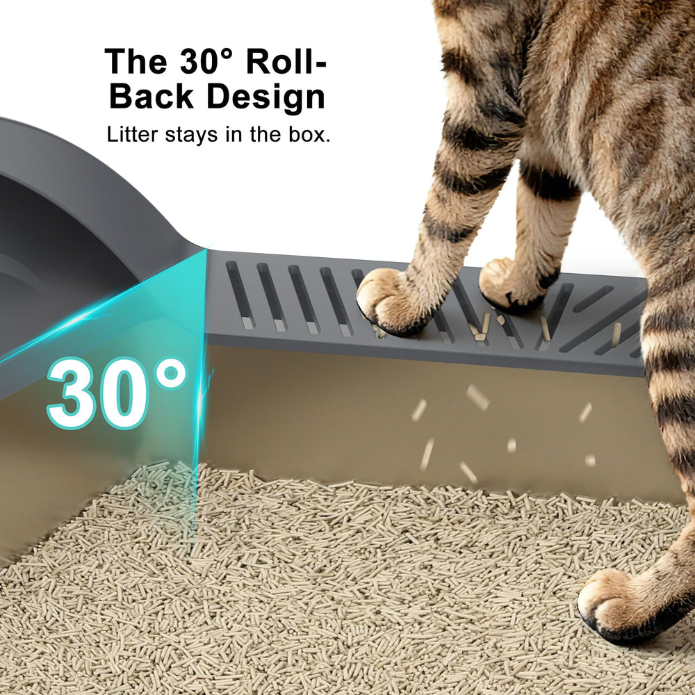 AIPERRO 30° angled filter plate reduces litter tracking.