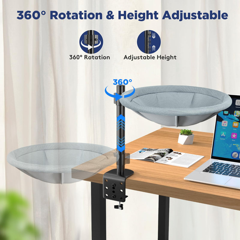 AIPERRO Cat Desk Bed height adjustable up to 14 inches for comfy lounging.