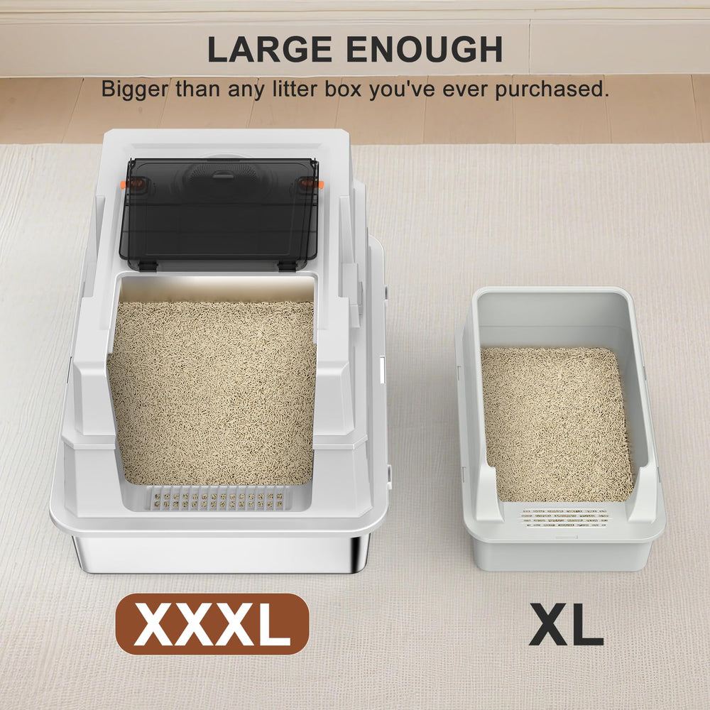 Aiperro giant stainless steel litter box shows a durable metal build for long-term use