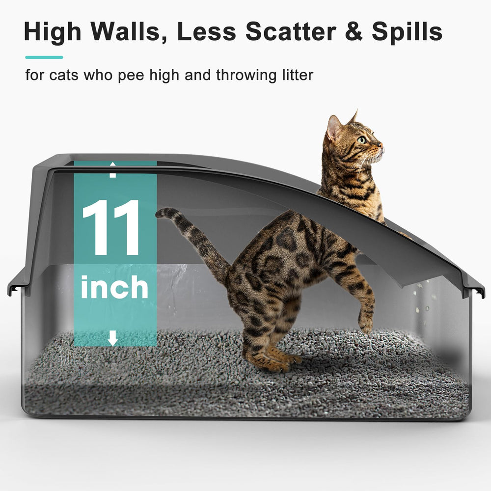 AIPERRO high-sides litter box keeps waste inside and simplifies cleaning.