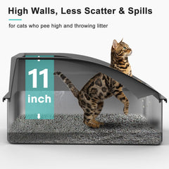AIPERRO high-sides litter box keeps waste inside and simplifies cleaning.
