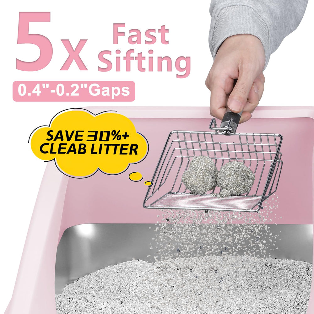 Aiperro metal scoop with hooks for convenient lid storage.