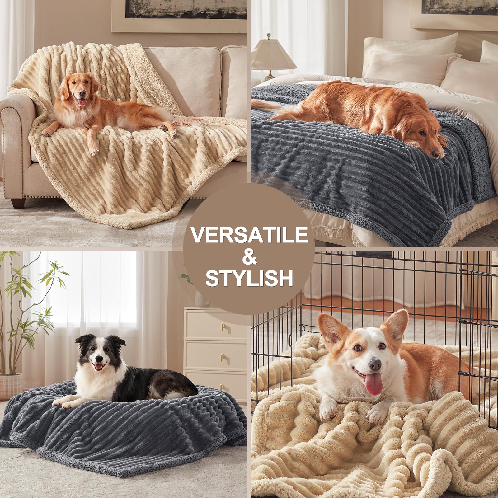 AIPERRO reversible dog blanket showing dual textures for versatile comfort.
