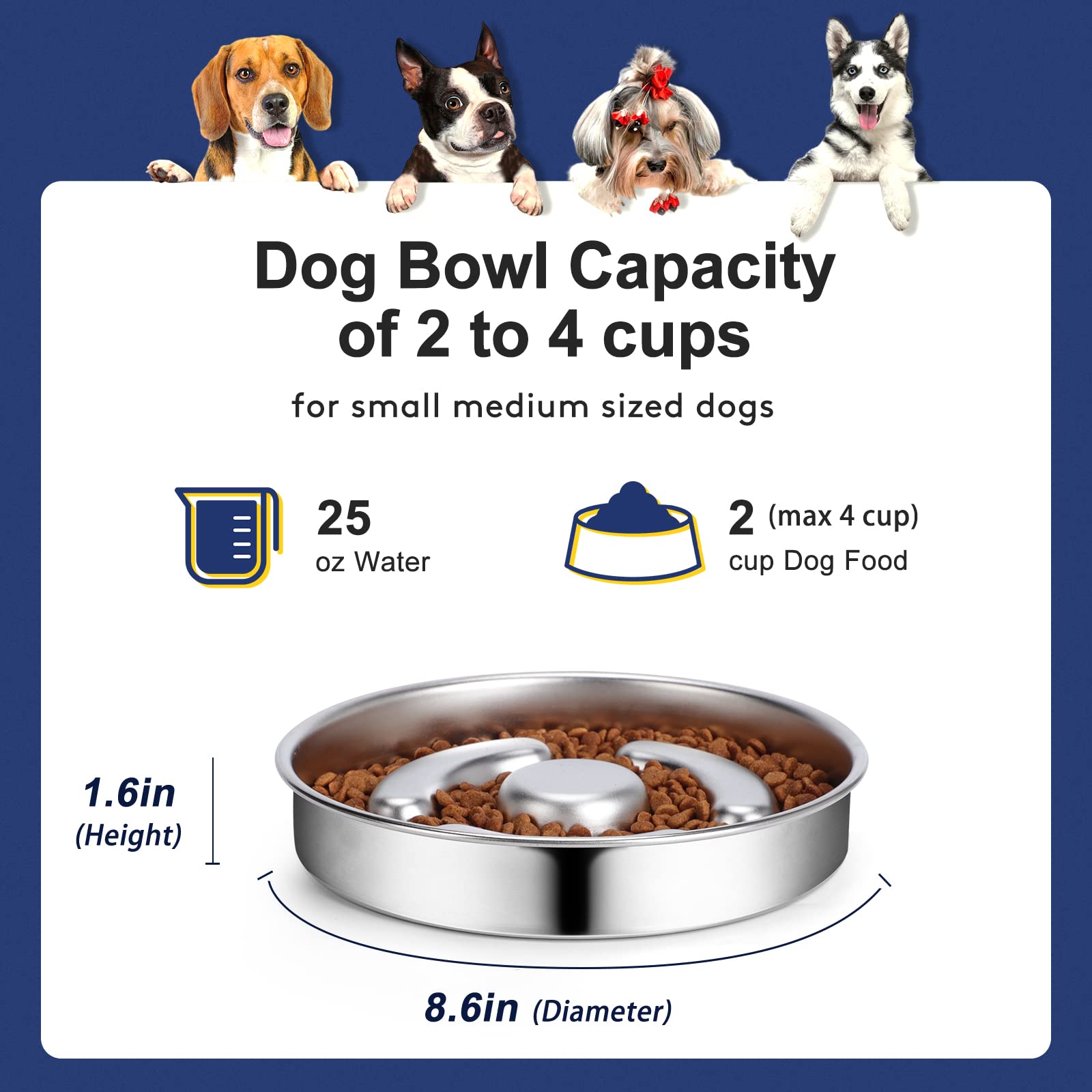 AIPERRO stainless steel bowl close-up shows durable, rust-resistant surface