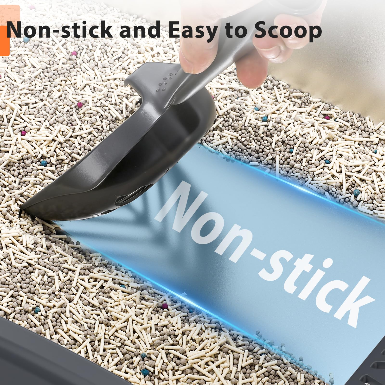 AIPERRO litter box with 30° angled filter plate, reduces litter scatter.
