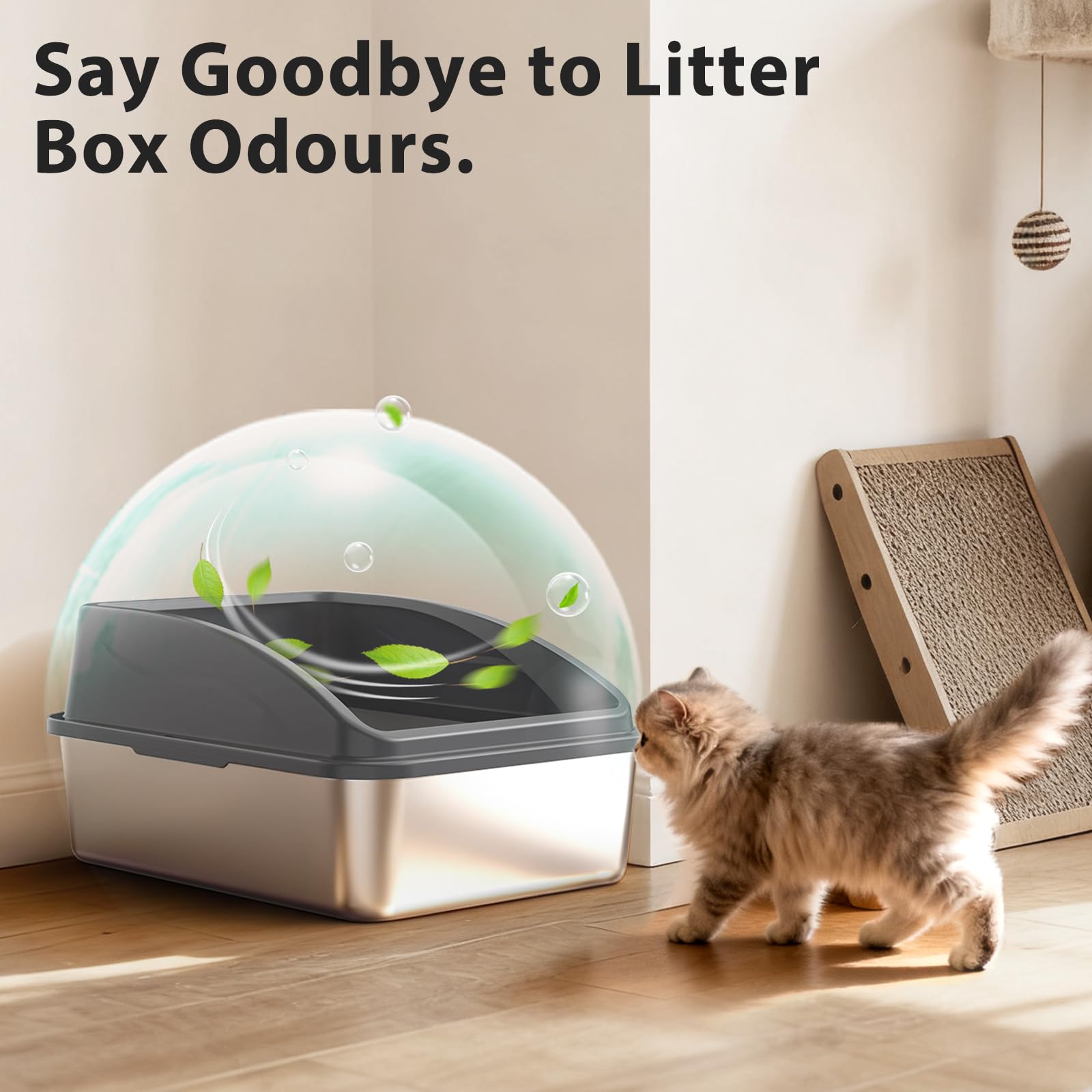 AIPERRO rust-proof litter box, durable metal for long-term use.