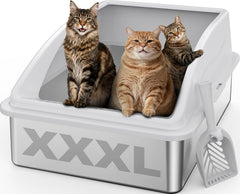 AIPERRO stainless steel litter box extra large with secure lid for big cats.