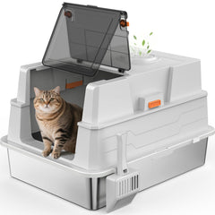 Aiperro XXXL enclosed litter box with lid, flip-top open for easy scooping and cleaning