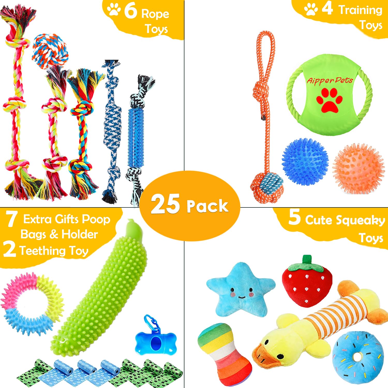 Aipper squeaky plush banana toy for teething and chewing