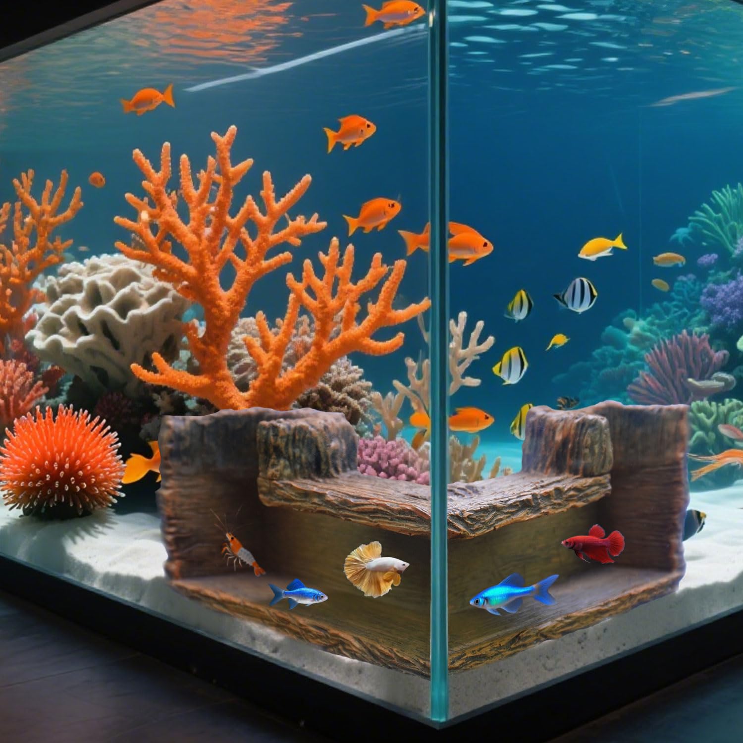 Aiqriwv 1.8x1.6 inch tunnel entrances fit small to mid-size fish.