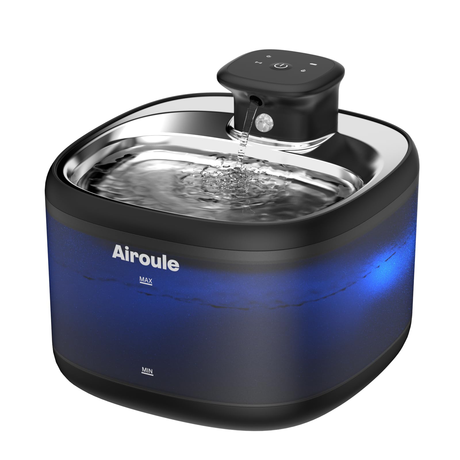 Airoule cordless cat fountain base emphasizes sturdy construction for reliable hydration.