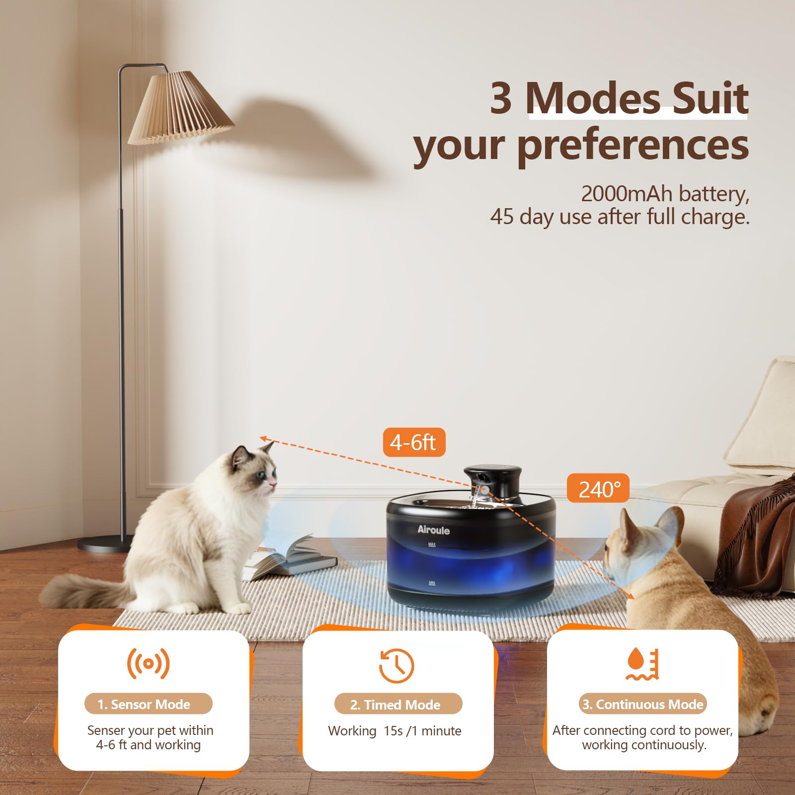 Airoule replacement filters keep water fresh and appealing for pets.