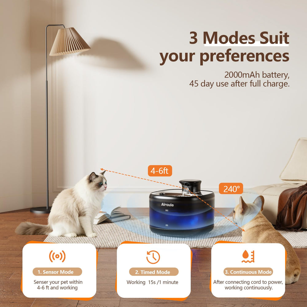 Airoule replacement filters keep water fresh and appealing for pets.