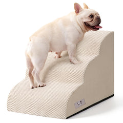 Airpanda Dog Stairs three-step beige on sofa for easy bed access