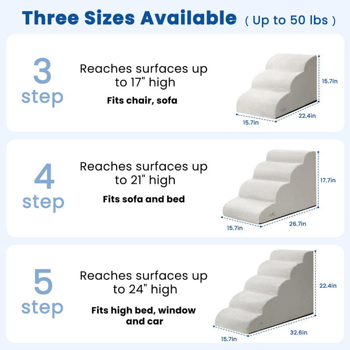 Airpanda dog steps for bed 3-step ideal for sofas and low furniture.