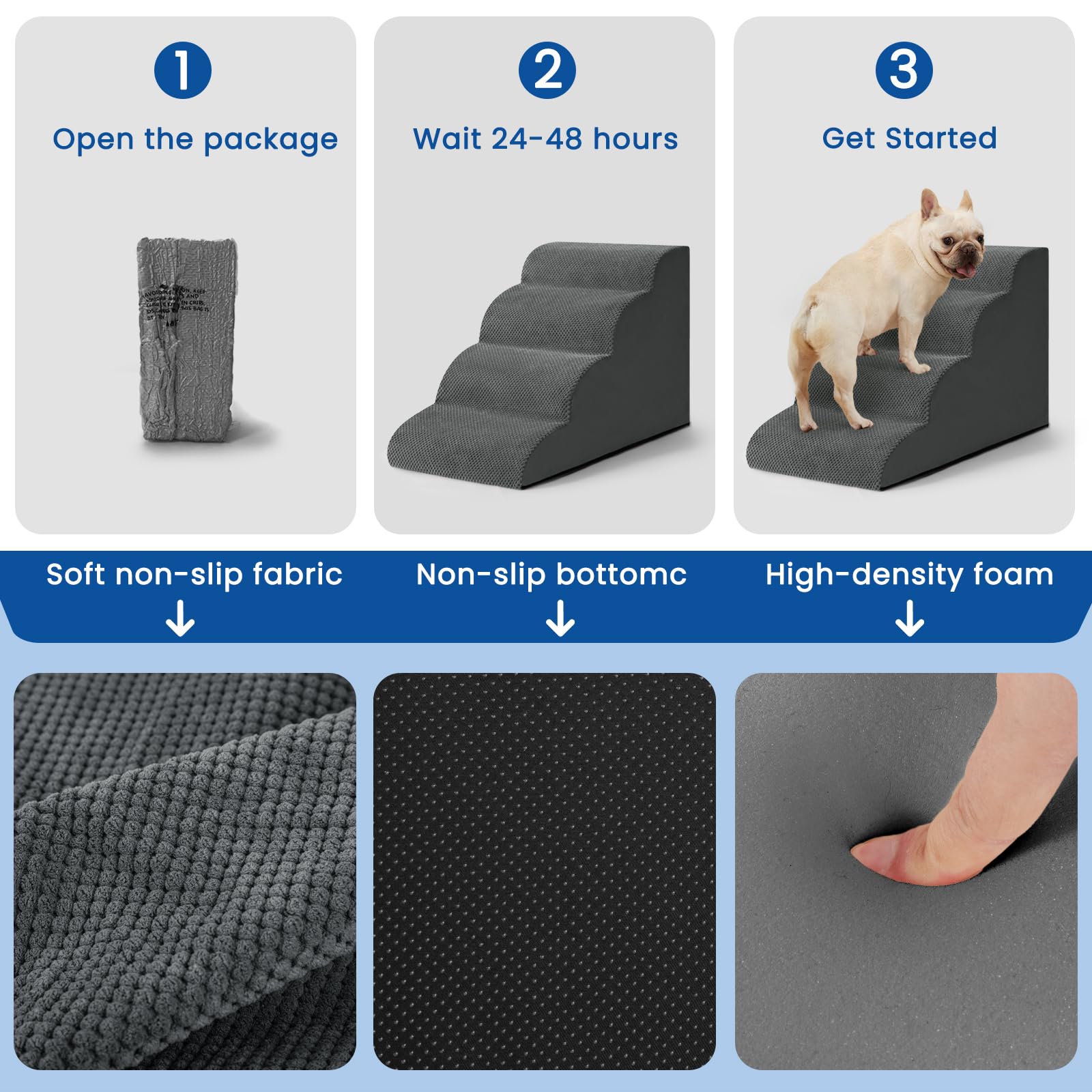 Airpanda dog steps high-density foam provides durable, supportive climbing