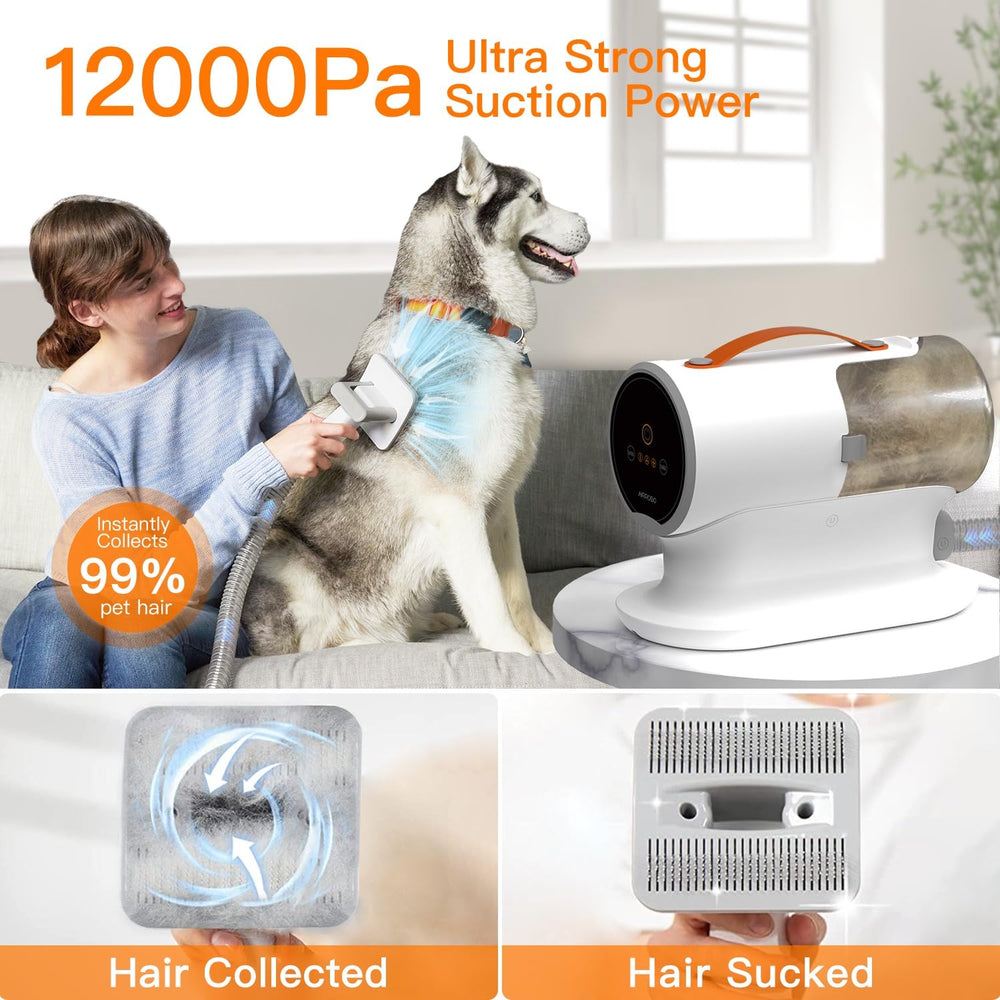 Airrobo vacuum operates quietly for calm grooming sessions