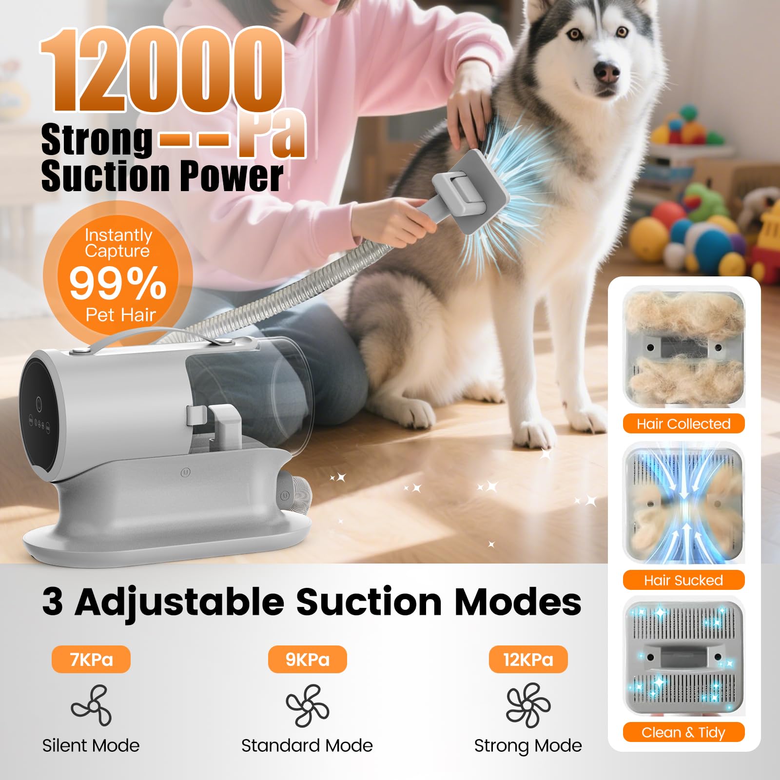 AIRROBO PG100 Plus eight-tool kit for versatile home grooming setup.
