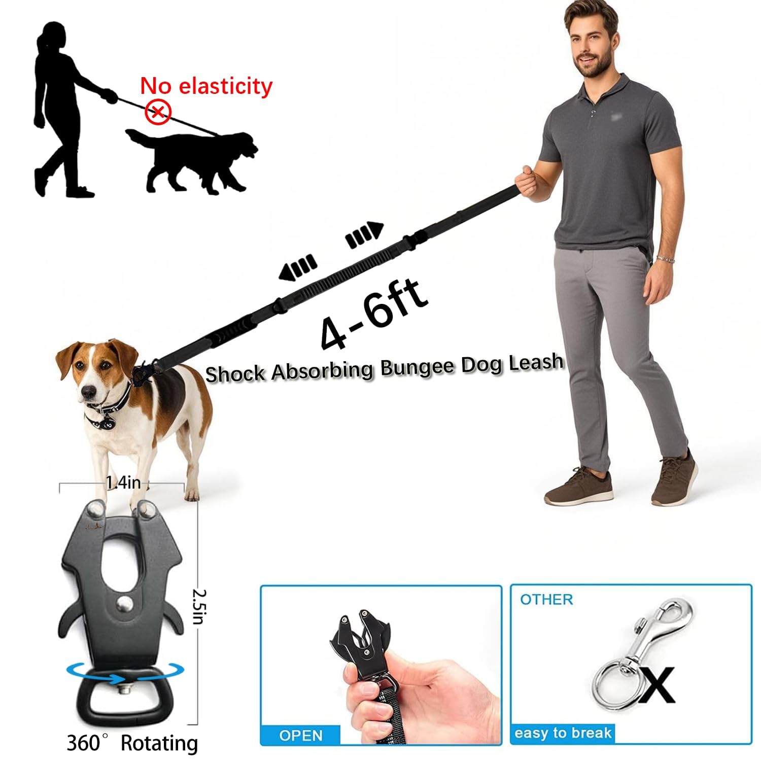 AirUIDOG 360 rotating frog clip prevents tangles during quick turns.