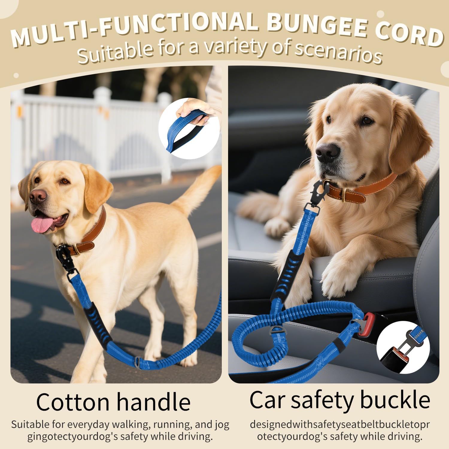 AIRUIDOG heavy duty leash made from durable nylon with reinforced stitching for strong pull resistance.