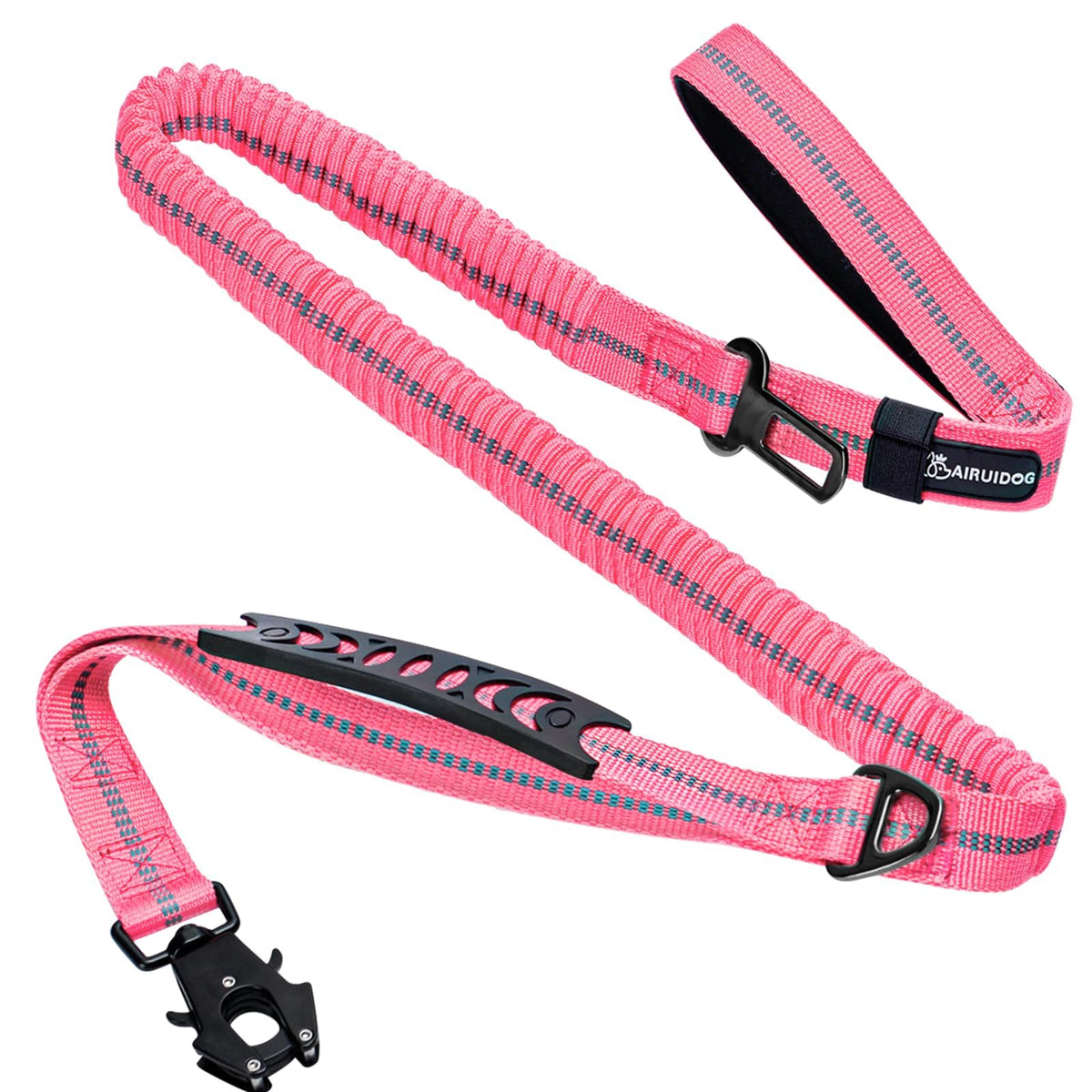 AIRUIDOG heavy-duty tactical leash in pink with quick-release clip for secure walking