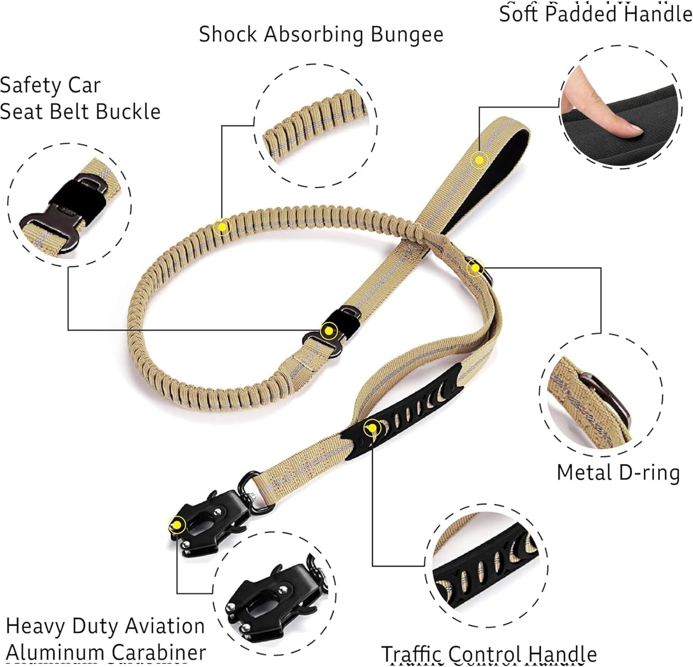 AIRUIDOG heavy-duty leash with dual handles for versatile crowd control.